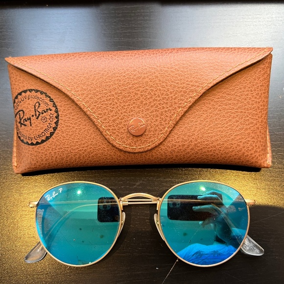 Ray-Ban RB3447 Sunglasses - Gold/Blue Flash - Polarized Lenses - Chipped/Scratch - Picture 2 of 11